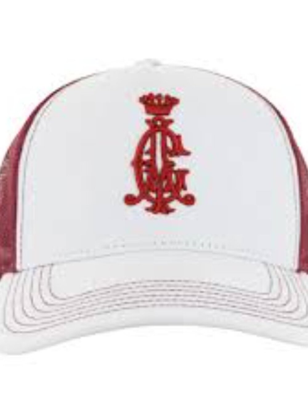 CA Legacy Snapback  Hat features maroon embroidery on a white and maroon